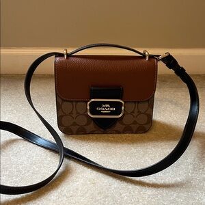 Coach Signature Brown and Black Crossbody Bag